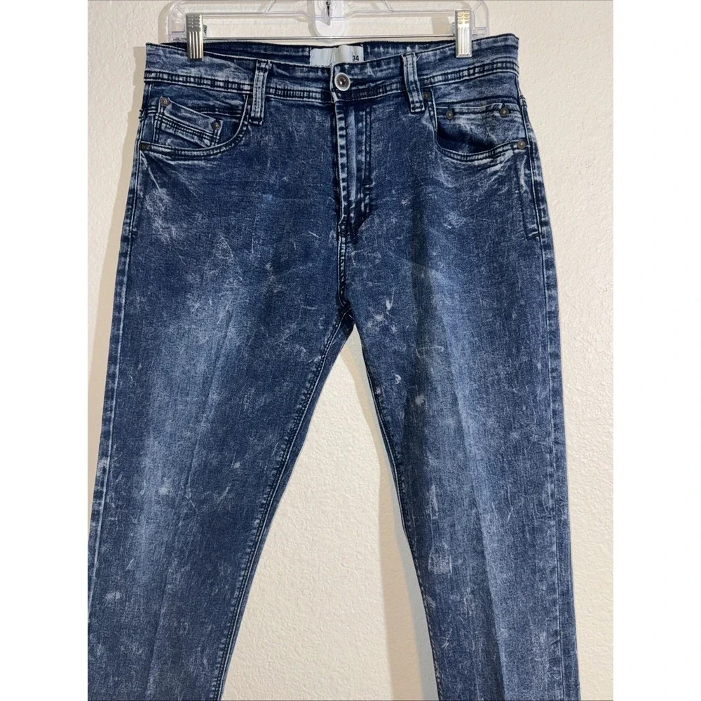 Paper Denim & Cloth Mens Jeans Size 34X30 Stretch Jeans Bleached 90's